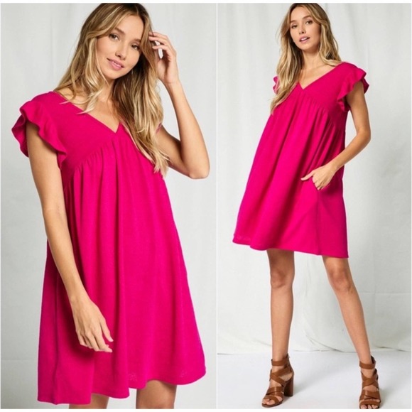 Blossom Boutique Dresses & Skirts - 1 LEFT! USA MADE Magenta High Quality Women’s Summer Babydoll Pocket Dress